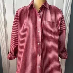 J Crew Etienne Oversized Button-down Red Striped Shirt